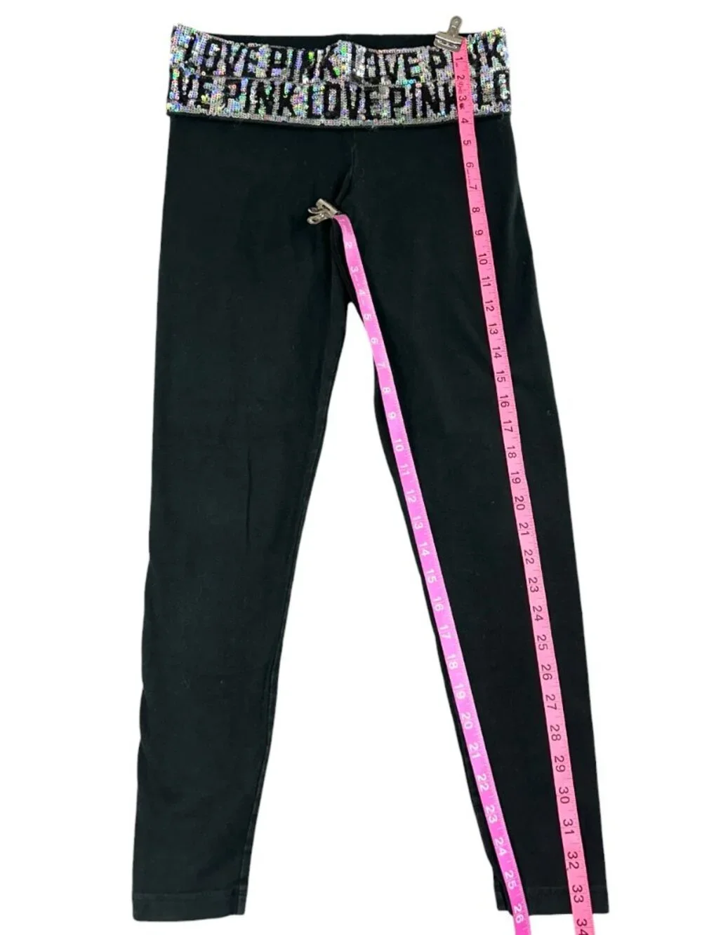 Rare Y2K VS PINK Sequin‎ Foldover Leggings